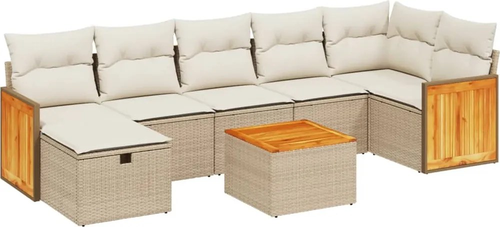 vidaXL 8 részes bézs polyrattan kerti ülőgarnitúra párnával