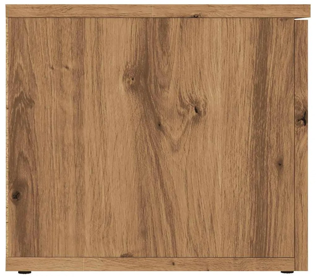 kézműves tölgy színű szerelt fa TV-szekrény 80x34x30 cm