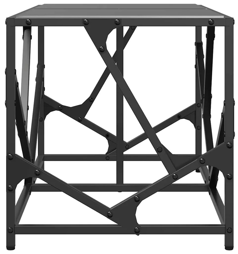 Acél dohányzóasztal fekete üveglappal 78,5 x 40 x 41 cm