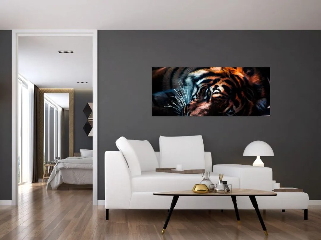 Egy fekvő tigris képe (120x50 cm)