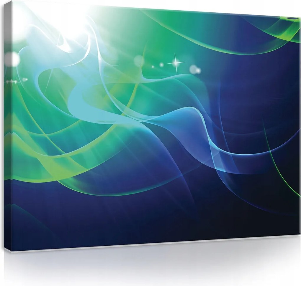 Vászonkép 100x75 Absztrakt hullámok fény energia harmónia kék zöld