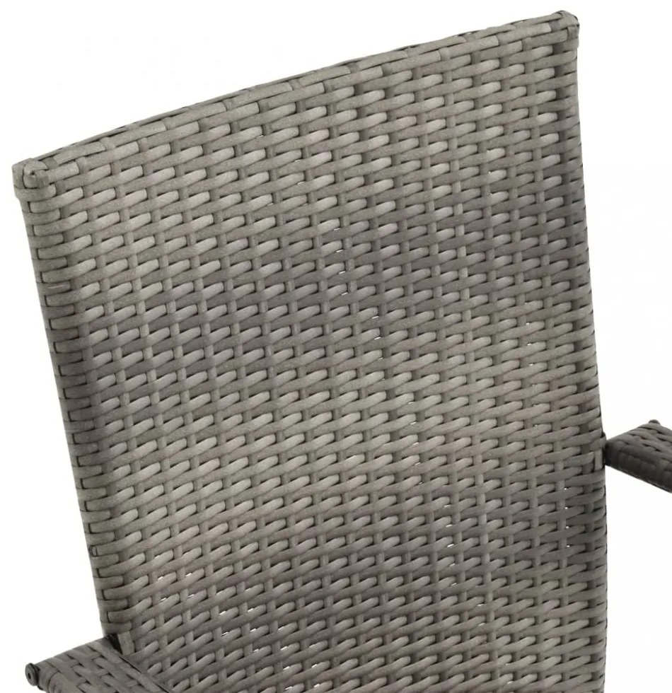6 db szürke rakásolható polyrattan kültéri szék