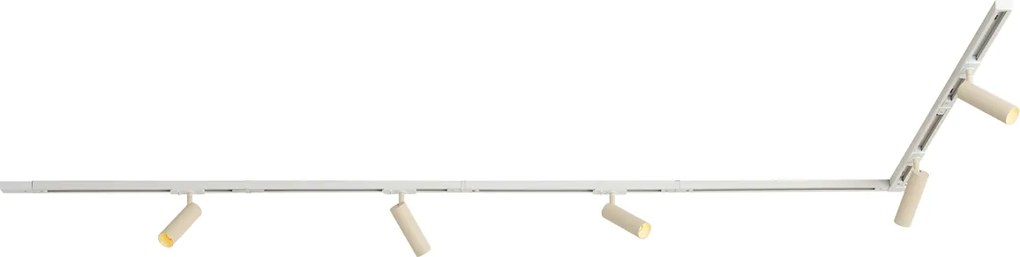 Modern sínrendszer 5 spotlámpával, fehér és bézs színben, 1 fázisú GU10 35mm - Iconic Jeana Luxe