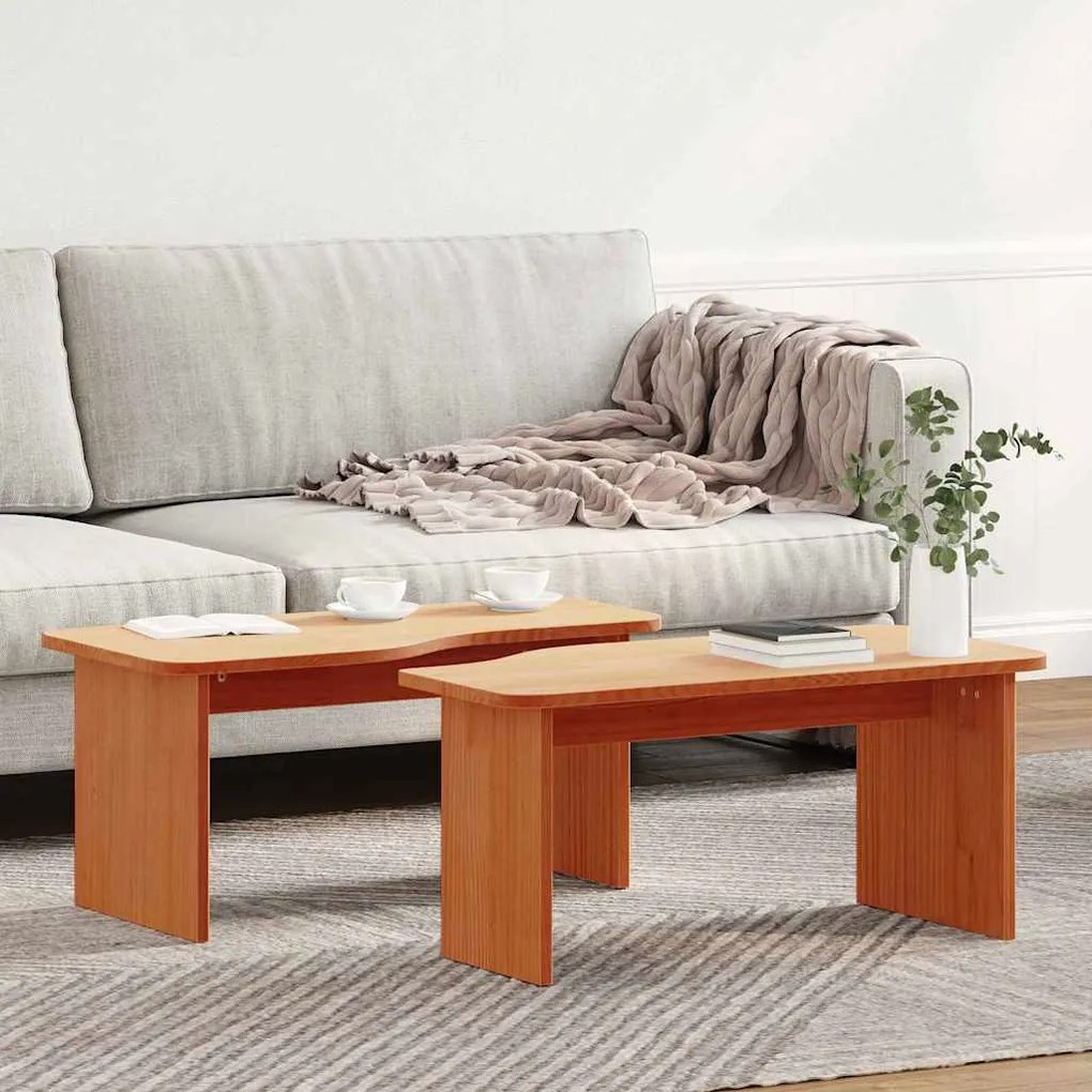 Dohányzóasztal 2 pcs Viaszbarna 100 x 69 x 35.5 cm