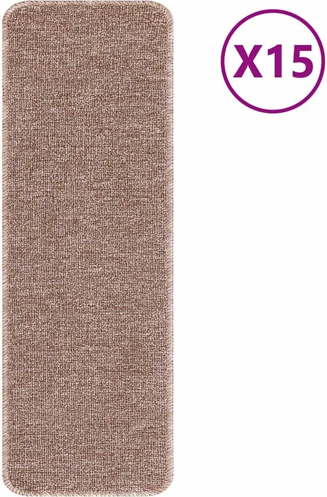 vidaXL Csúszásmentes Lépcsőszőnyegek 15 pcs Világosbarna 60 x 25 cm PP