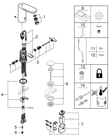 GROHE 36366002 - GET E elektronikus mosdócsaptelep, fényes króm
