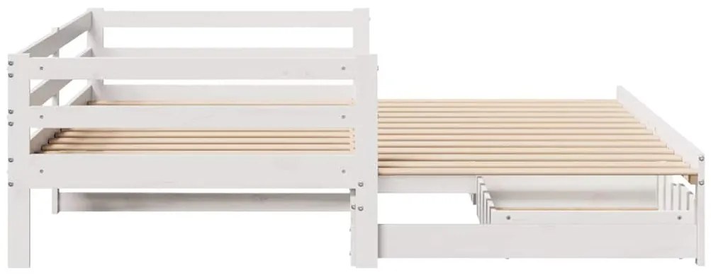 fehér kihúzható heverő fiókokkal matrac nélkül 80 x 200 cm