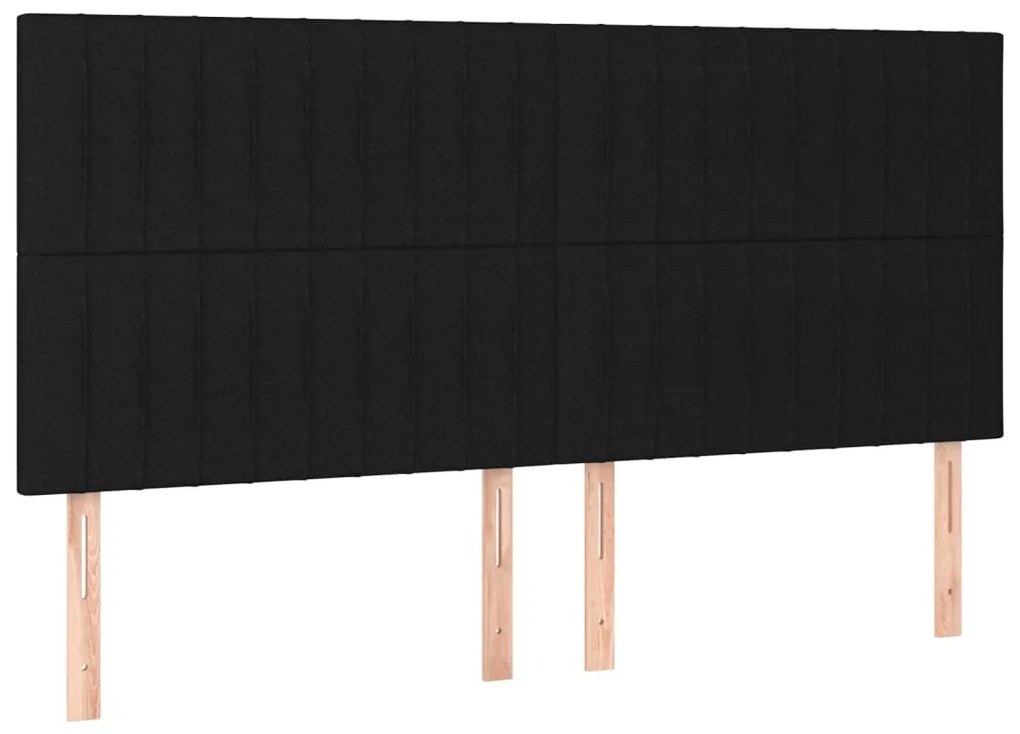 fekete szövet LED-es fejtámla 160x5x118/128 cm