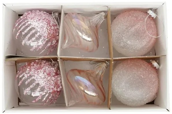 Karácsonyi üveg gömb dísz hagyma glitter dekorral púder szín