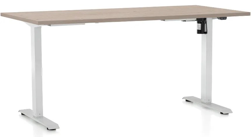 Állítható magasságú asztal OfficeTech A, 160 x 80 cm, fehér alap, tölgy