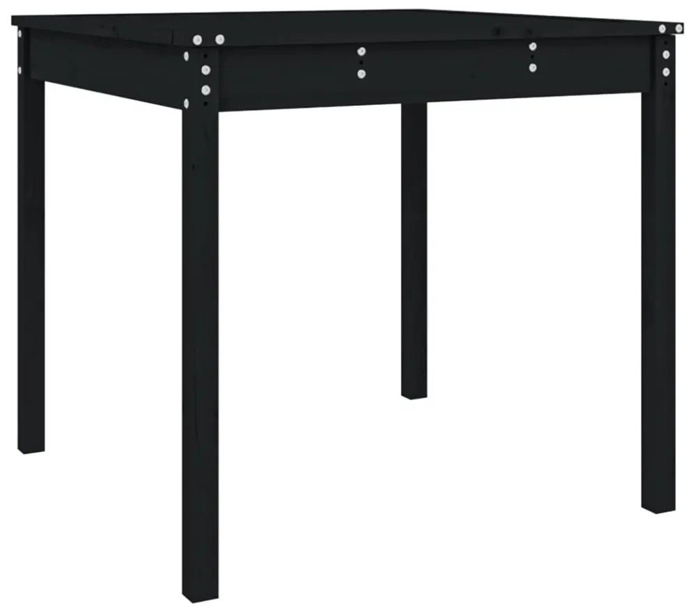 fekete tömör fenyőfa kerti asztal 82,5 x 82,5 x 76 cm