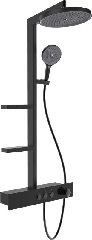 Mexen Plex burkolható zuhanykészlet esőztető fejjel és csapteleppel, fekete - 78103-70