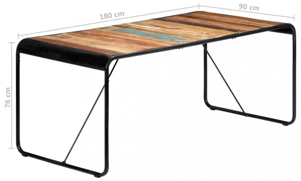 tömör újrahasznosított fa étkezőasztal 180 x 90 x 76 cm