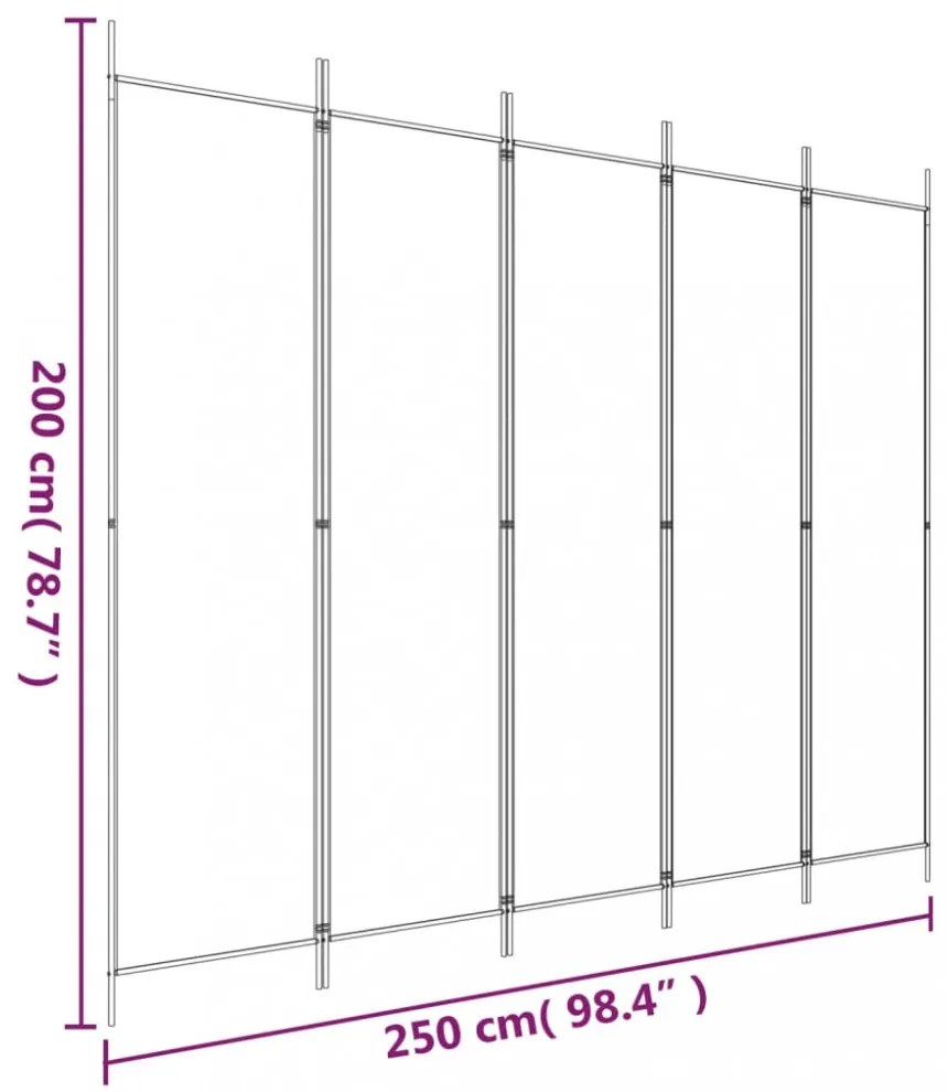 5 paneles antracitszürke szövet térelválasztó 250x200 cm