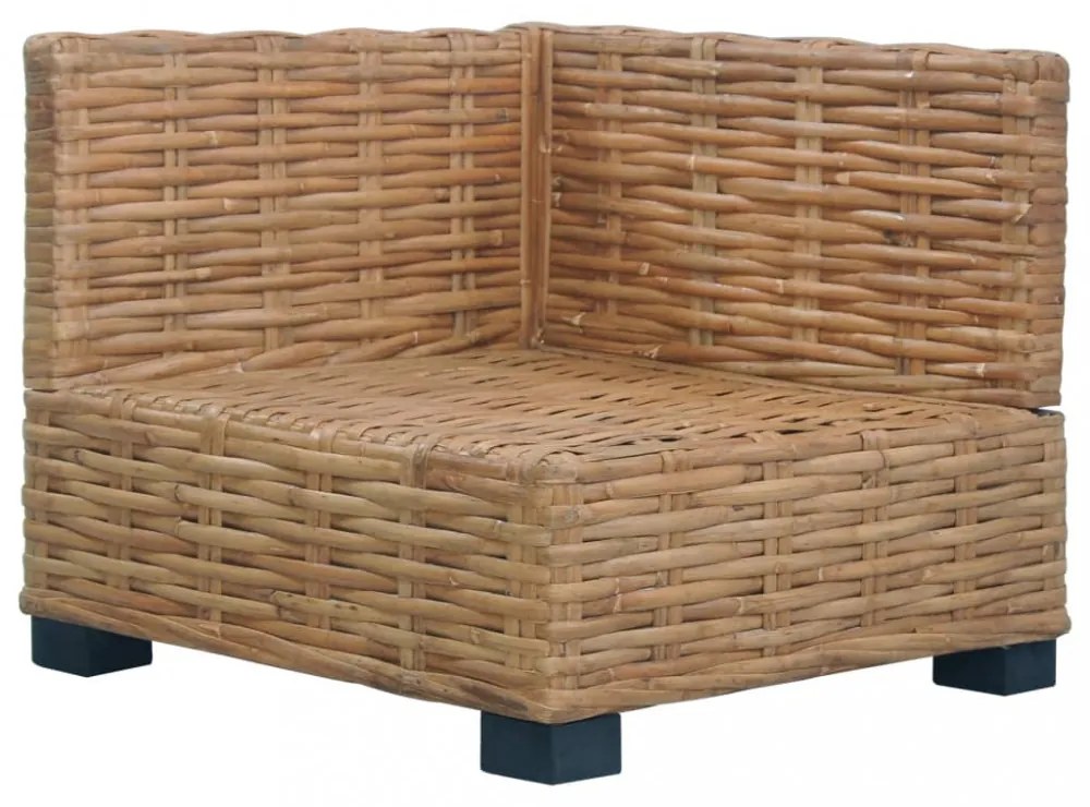 természetes rattan sarokkanapé párnával
