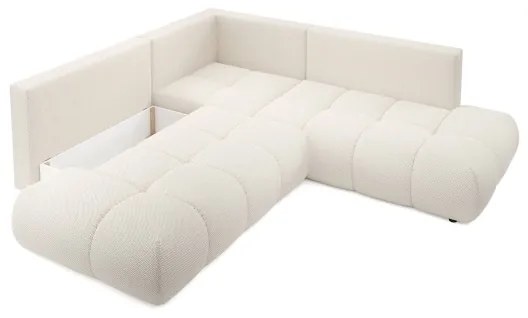 Ágyazható balos L-alakú kárpitozott sarokkanapé ágyneműtartóval ALMADA bézs
