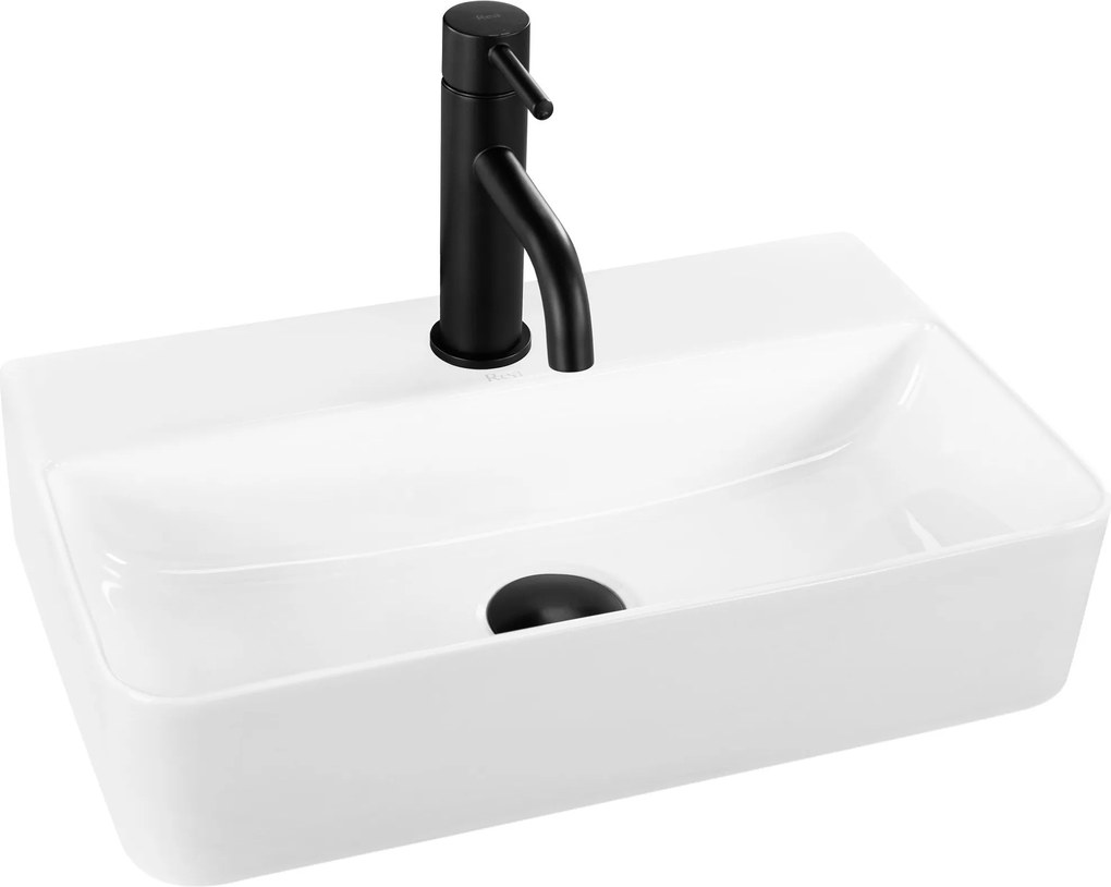 Rea Naomi, falra szerelhető/pultra szerelhető mosdó 455x285x105 mm, fehér fényes, REA-U0630