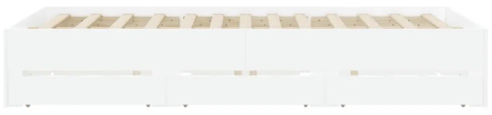 fehér szerelt fa ágykeret fiókokkal 140 x 190 cm