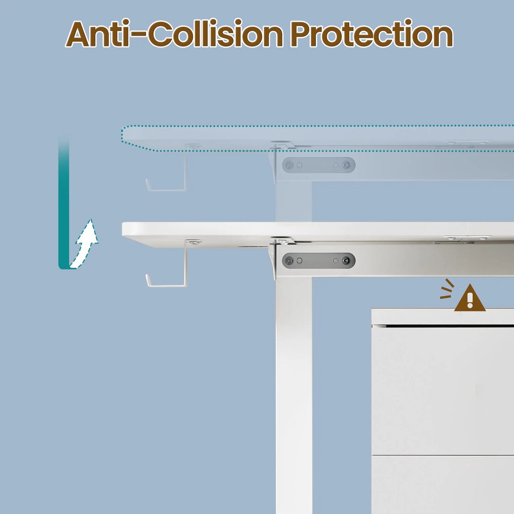 Állítható elektromos íróasztal 4 memória magassággal, 120x60cm, fehér