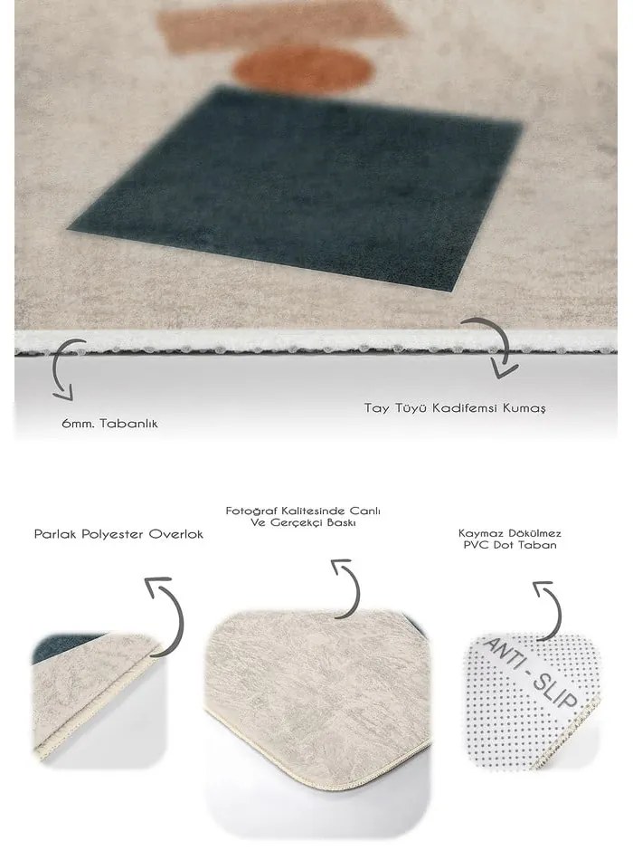 Bézs bársony fürdőszobai kilépő szett 2 db-os 60x100 cm Geometry Shapes – Mila Home