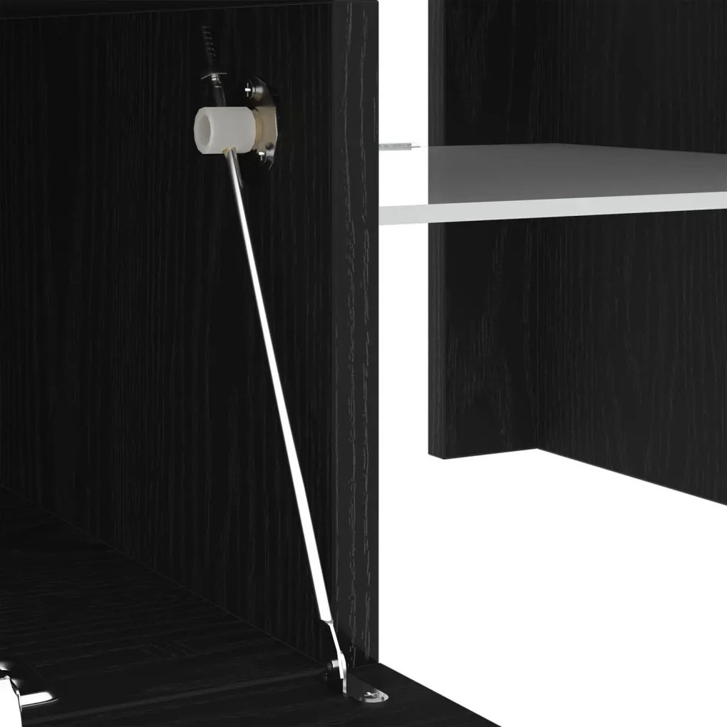 TV szekrény LED fénnyel, fekete tölgy színben, 120x35x40 cm