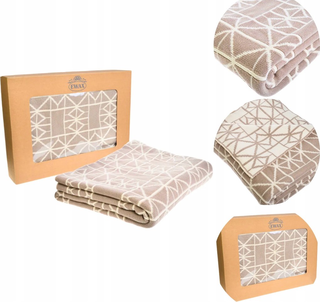 Geometrikus mintás takaró bézs, kétoldalas 125×150 cm 100% pamut