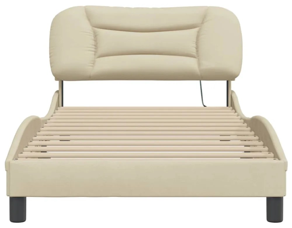 krémszínű szövet ágykeret LED-ekkel matrac nélkül Hvar 100x200 cm