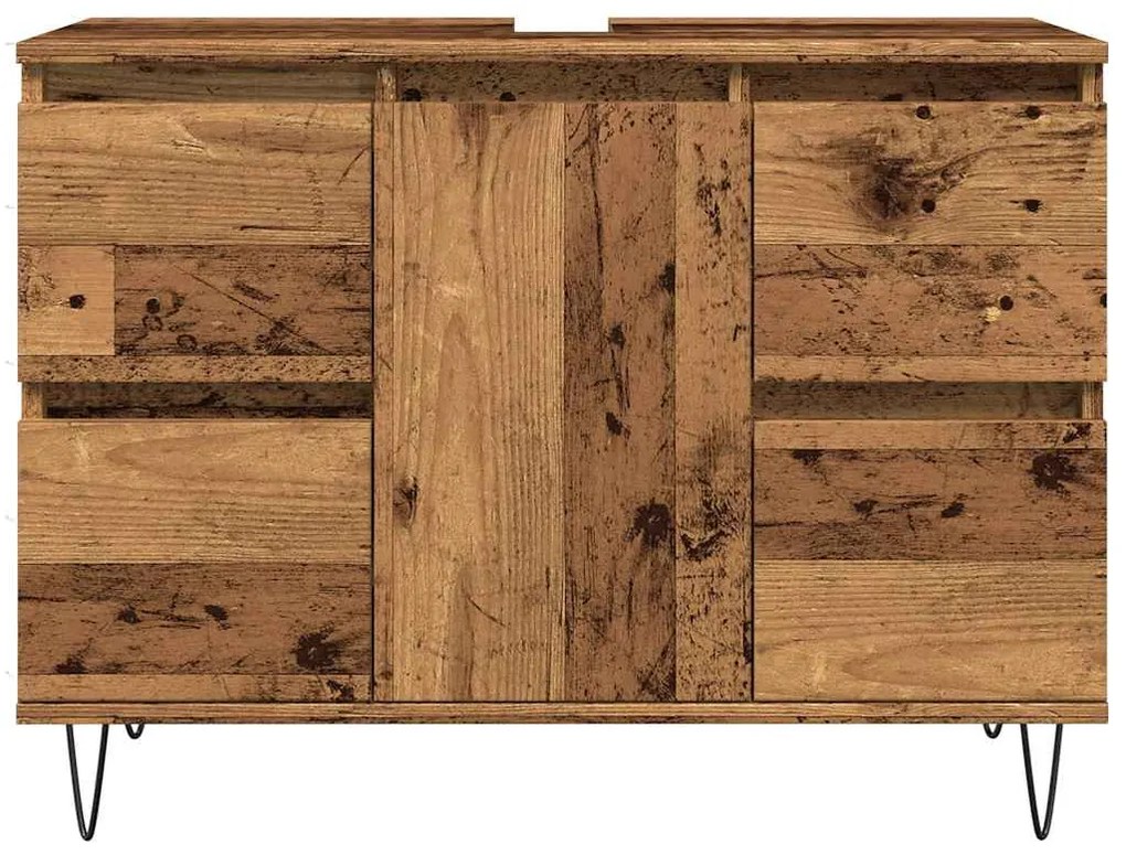 Antik fa színű szerelt fa mosdószekrény 80 x 33 x 60 cm