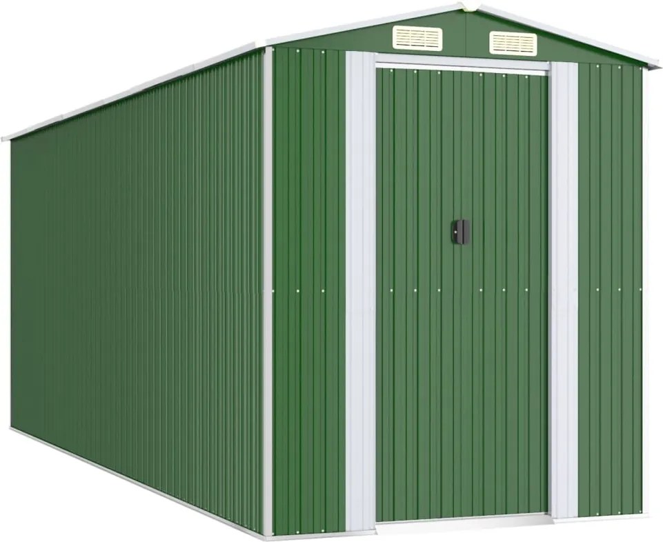 vidaXL zöld horganyzott acél kerti fészer 192x523x223 cm