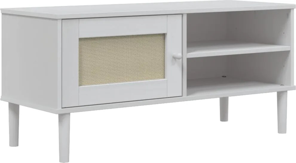 vidaXL SENJA fehér rattanhatású tömör fenyő tévészekrény 112x40x80 cm