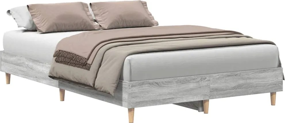 vidaXL sonoma tölgyszínű szerelt fa ágykeret matrac nélkül 140x190 cm