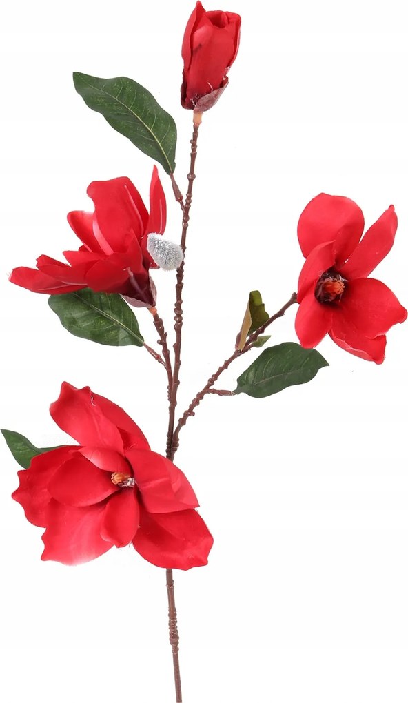 4 magnólia ág piros színben 78cm