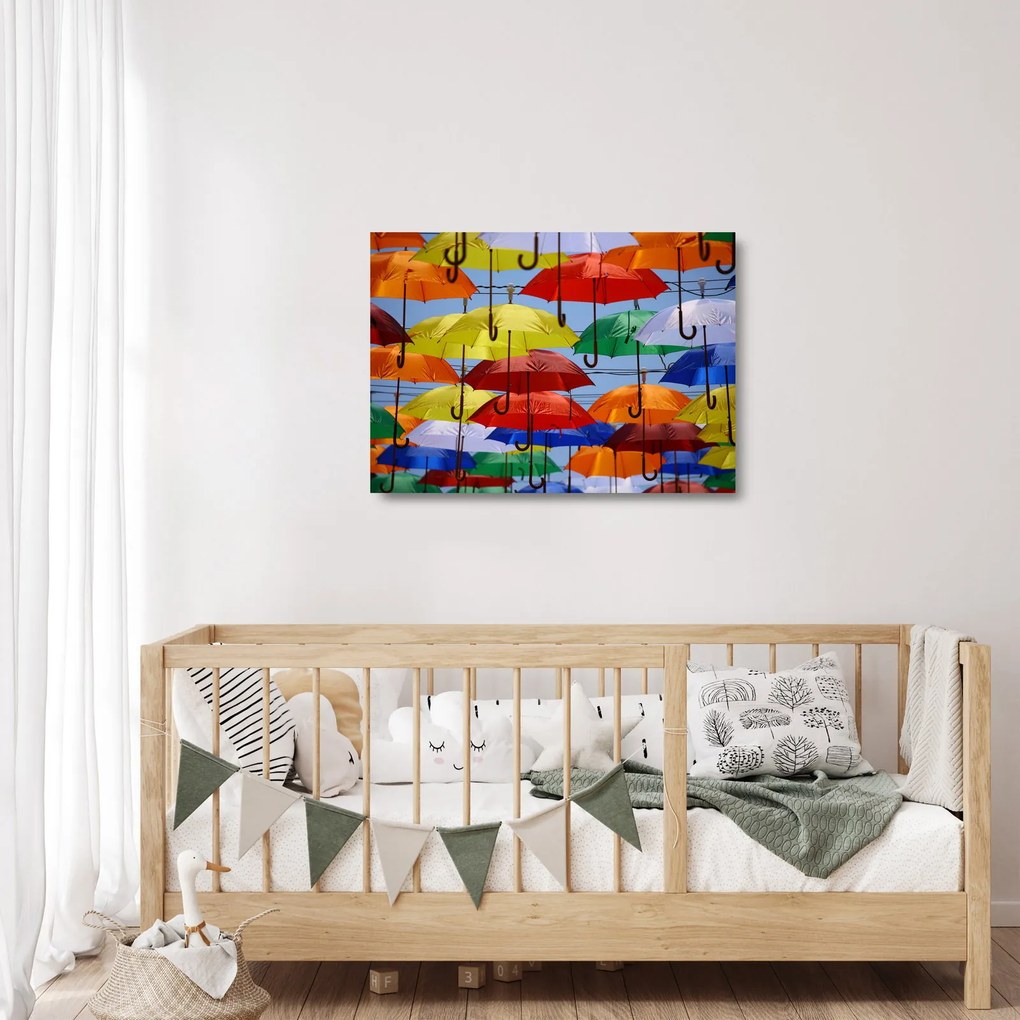 Színes esernyők képe (üvegen) (70x50 cm)