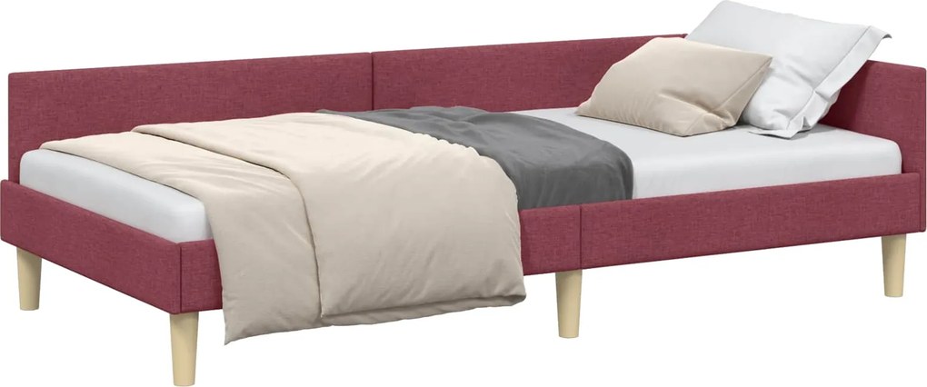 vidaXL Sarokágy keret fejtámlával Bordó 80 x 200 cm szövet