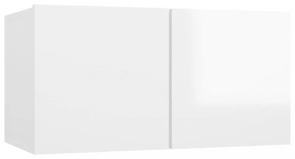 magasfényű fehér függő TV-szekrény 60 x 30 x 30 cm
