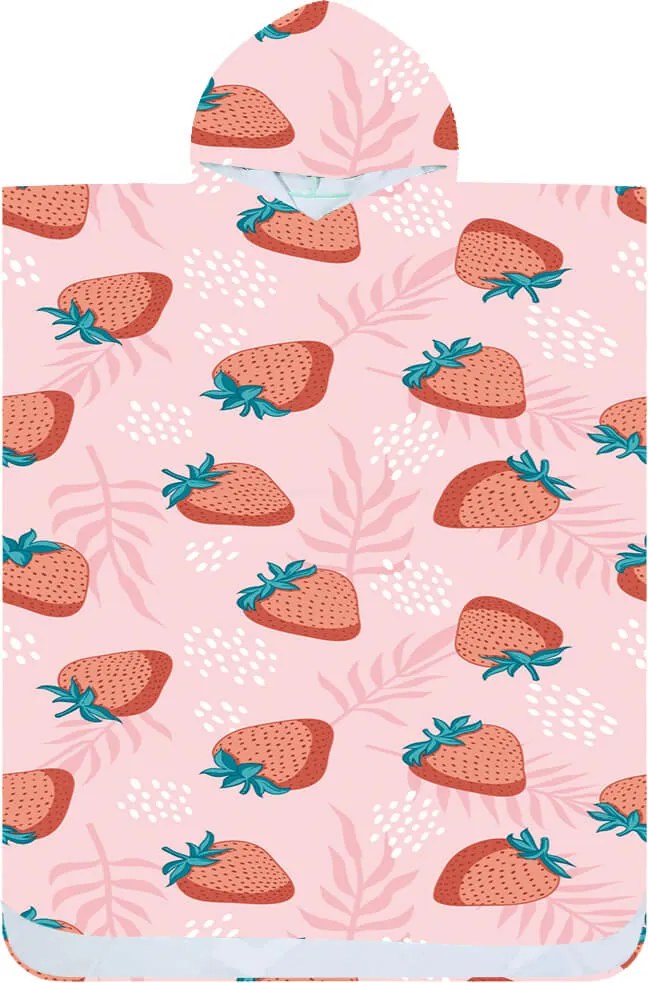 Poncsó törölköző STRAWBERRIES rózsaszín 80×145 cm