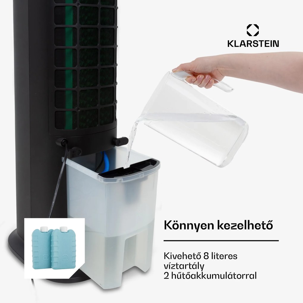 Klarstein Skytower Grand Smart, léghűtő, 80 W, 480 m³ / h, 8 liter, hordozható