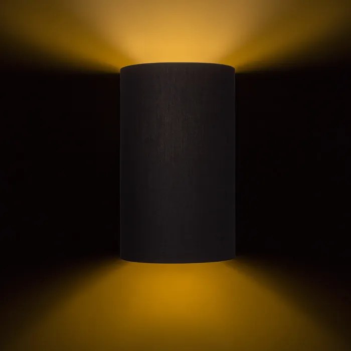 RENDL RON W 15/25 nástěnná Polycotton černá/zlatá fólie 230V LED E27 15W