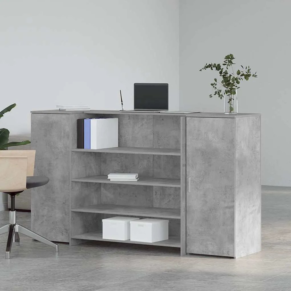 recepciós pult betonszürke 180x50x103,5 cm szerelt fa