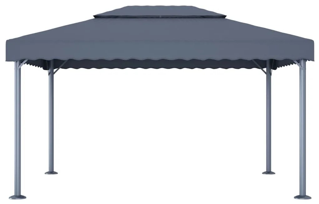 Antracitszürke alumíniumpavilon LED fényfüzérrel 400 x 300 cm