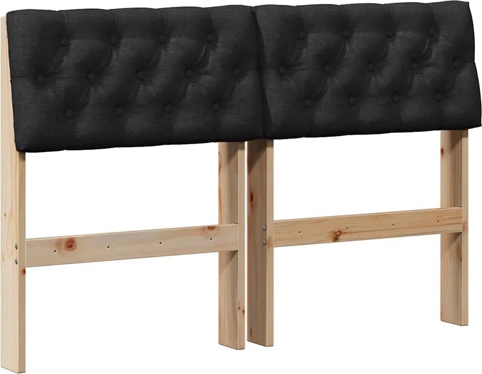 vidaXL Kárpitozott fejtámla Fekete 120 cm Tömör fenyőfa