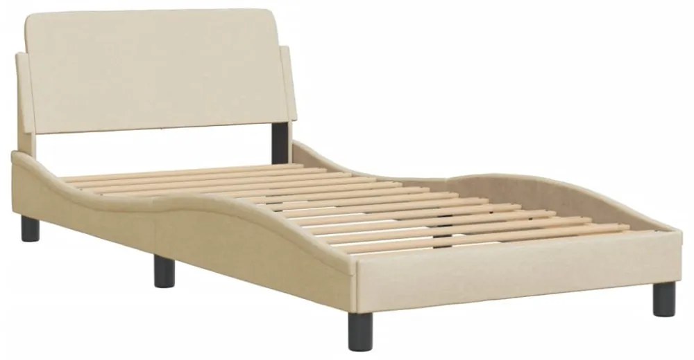 krémszínű szövet ágykeret LED-ekkel matrac nélkül Hvar 100x200 cm