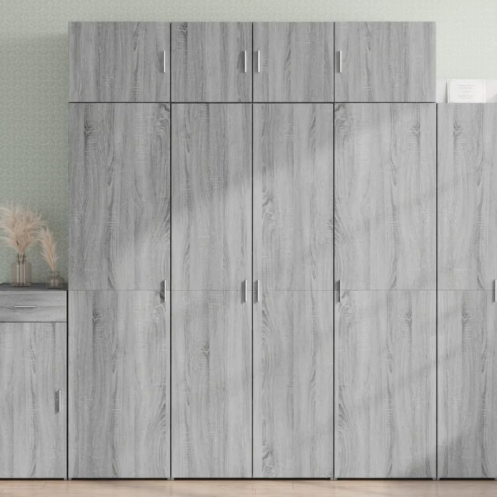 szürke sonoma szerelt fa magasszekrény 80 x 42,5 x 185 cm