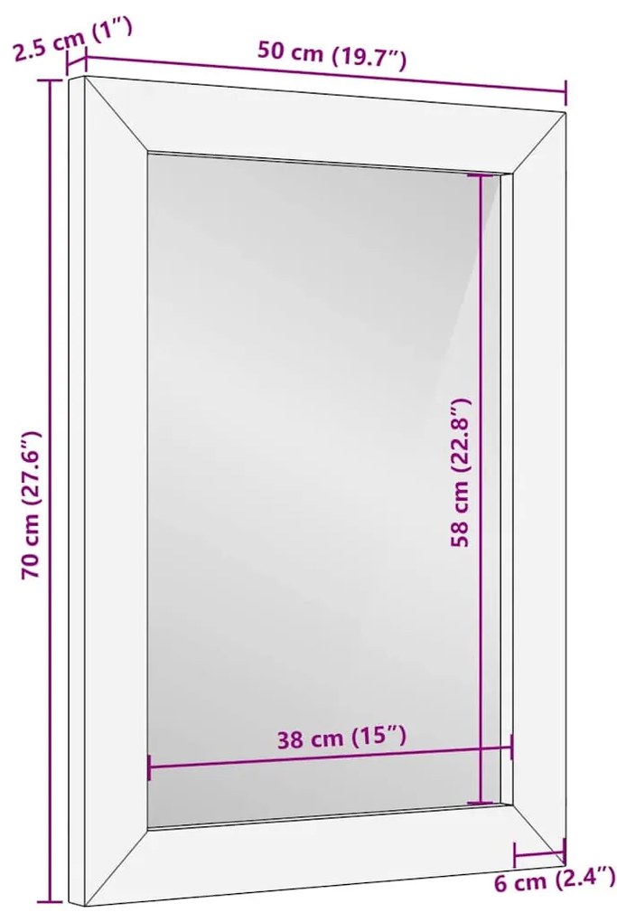 Fürdőszobai tükör tükörrel Fekete és Arany 50 x 2.5 x 70 cm