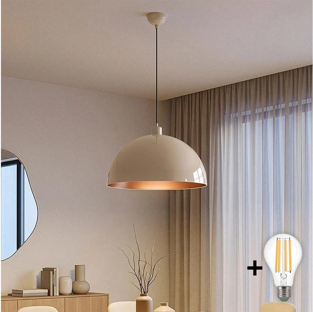 BRILAGI - LED csillár zsinóron METALO 1xE27/40W/230V átm. 40 cm bézs/réz