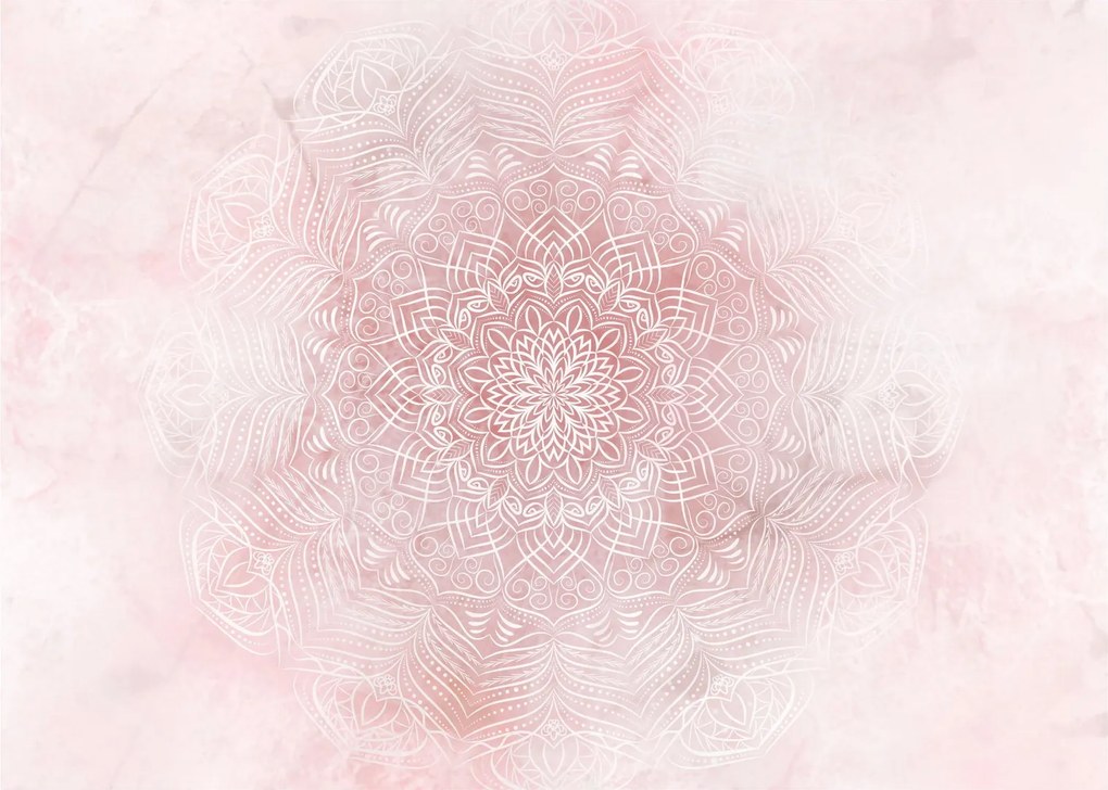 Üveg kép - Rózsaszín mandala (70x50 cm)