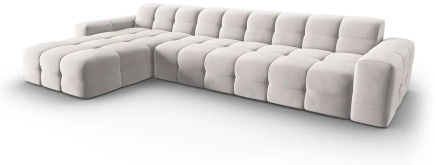 Világosszürke bársony sarokkanapé (bal oldali) Kendal – Micadoni Home