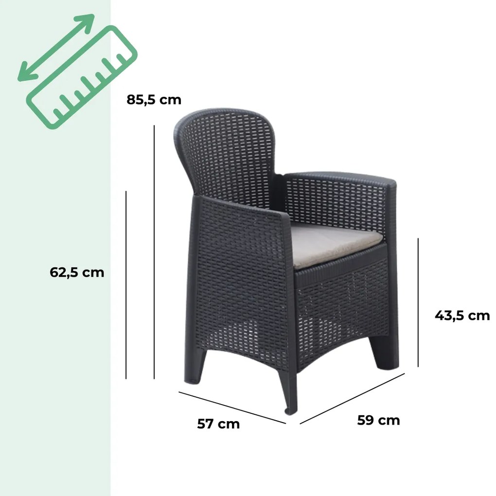 Kerti garnitúra TREE, 3 részes, antracit színben I.P.A.E-Progarden