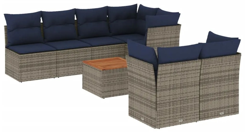 8 részes szürke polyrattan kerti ülőgarnitúra párnával