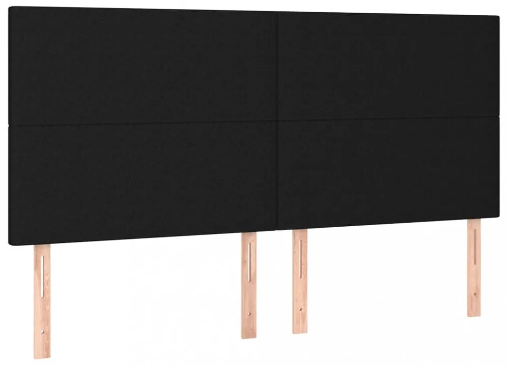 fekete szövet LED-es fejtámla 200x5x118/128 cm